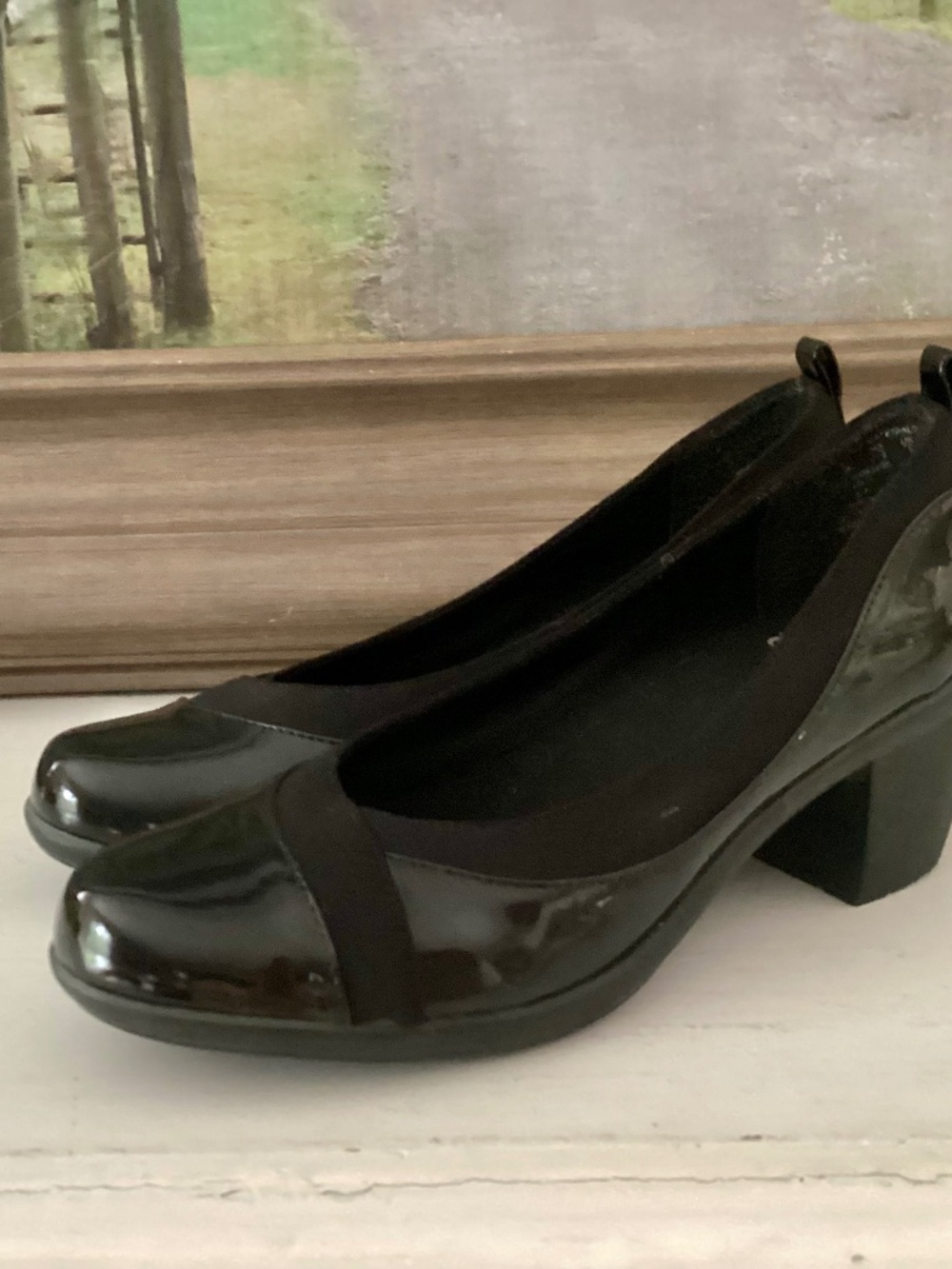 I love Comfort Joan Block Heel Patent Leather Black Shoes pumps 8.5 M office
